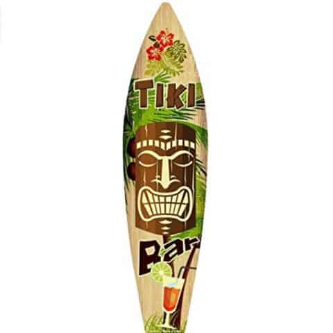 Tiki Bar Metal Surfboard Sign