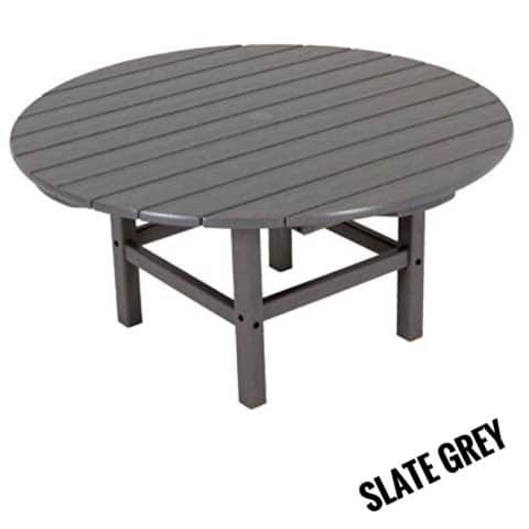 Polywood Round 38” Conversation Table, Slate Grey