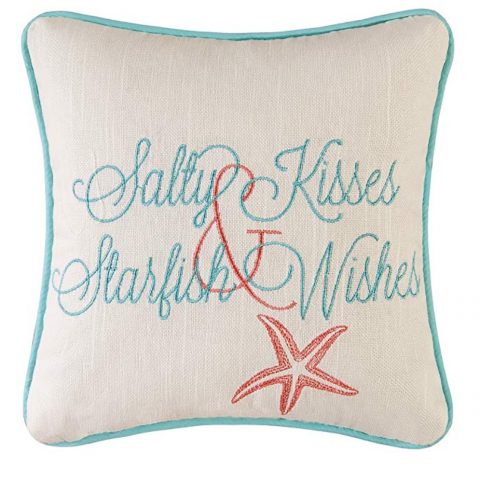 Salty Kisses Starfish Wishes Throw Pillow