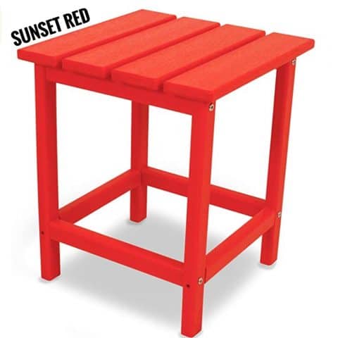 Polywood Outdoor Square Side Table, Sunset Red