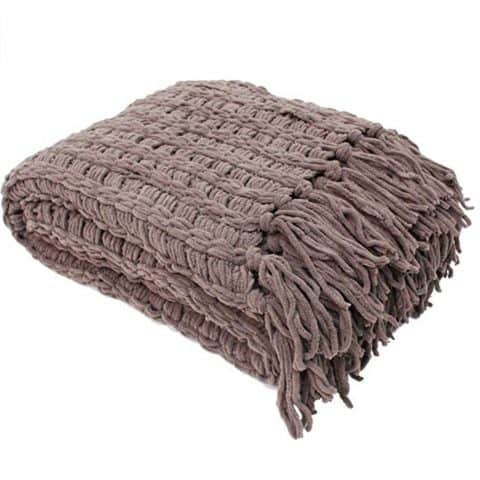 J&M Home Fashions Luxury Chenille Throw Blanket, Sable
