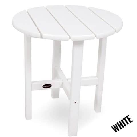 Polywood Round Side Table, White