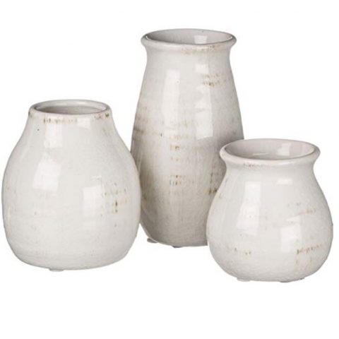 Sullivans Small White Ceramic Vase Set