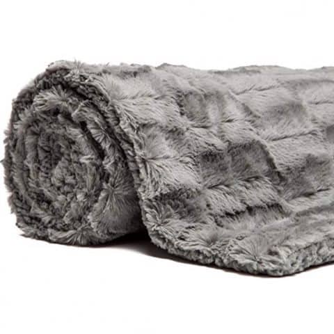 Chanasya Fuzzy Faux Fur Throw Blanket Grey