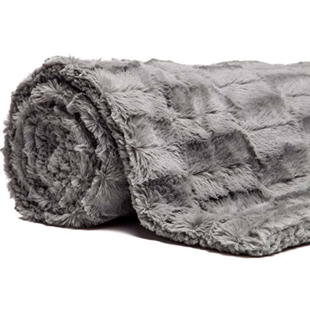 Chanasya Fuzzy Faux Fur Throw Blanket Grey Coastal Cheryl