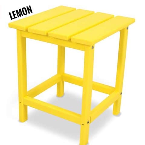 Polywood Outdoor Square Side Table, Lemon