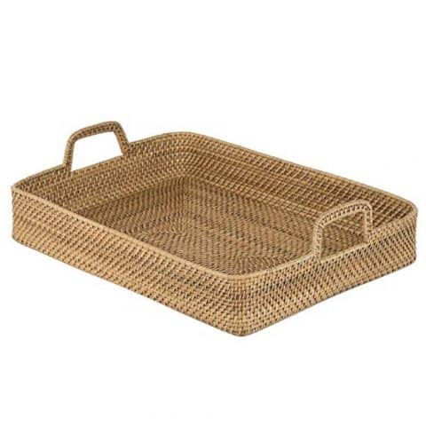 Kouboo High Walled Rattan Serving Tray, Natural