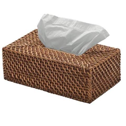 KOUBOO Rectangular Rattan Tissue Box, Honey Brown