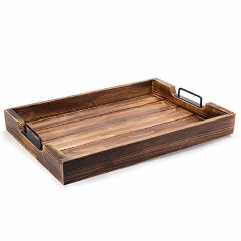 Rustic Torched Wood Serving Tray, Barnwood