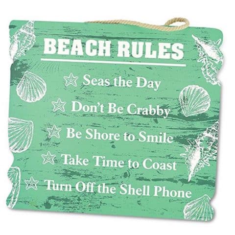 Wooden Style Beach Rules Sign