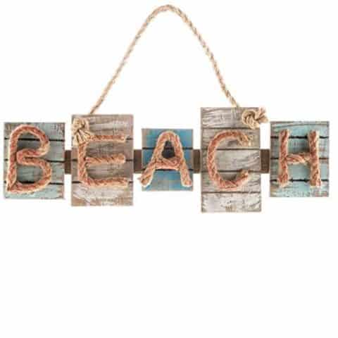 Beach Wood Plaque with Rope Letters