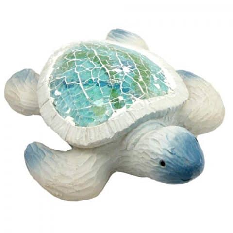 Ebros Coastal Ocean Giant Sea Turtle Statue With Crushed Glass Mosaic Shell