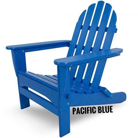 Polywood Classic Folding Adirondack Chair, Pacific Blue