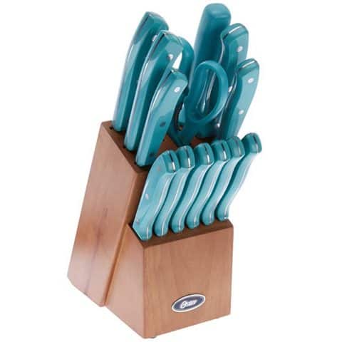 Oster Evansville Stainless Steel Cutlery with Turquoise Handles