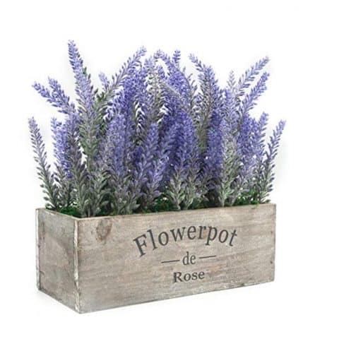 Velener Artificial Flower Potted Lavender Plant for Home Decor (Wooden Tray)
