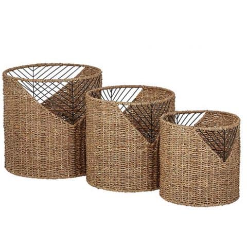 Stone & Beam Modern Round Seagrass Storage Basket Set