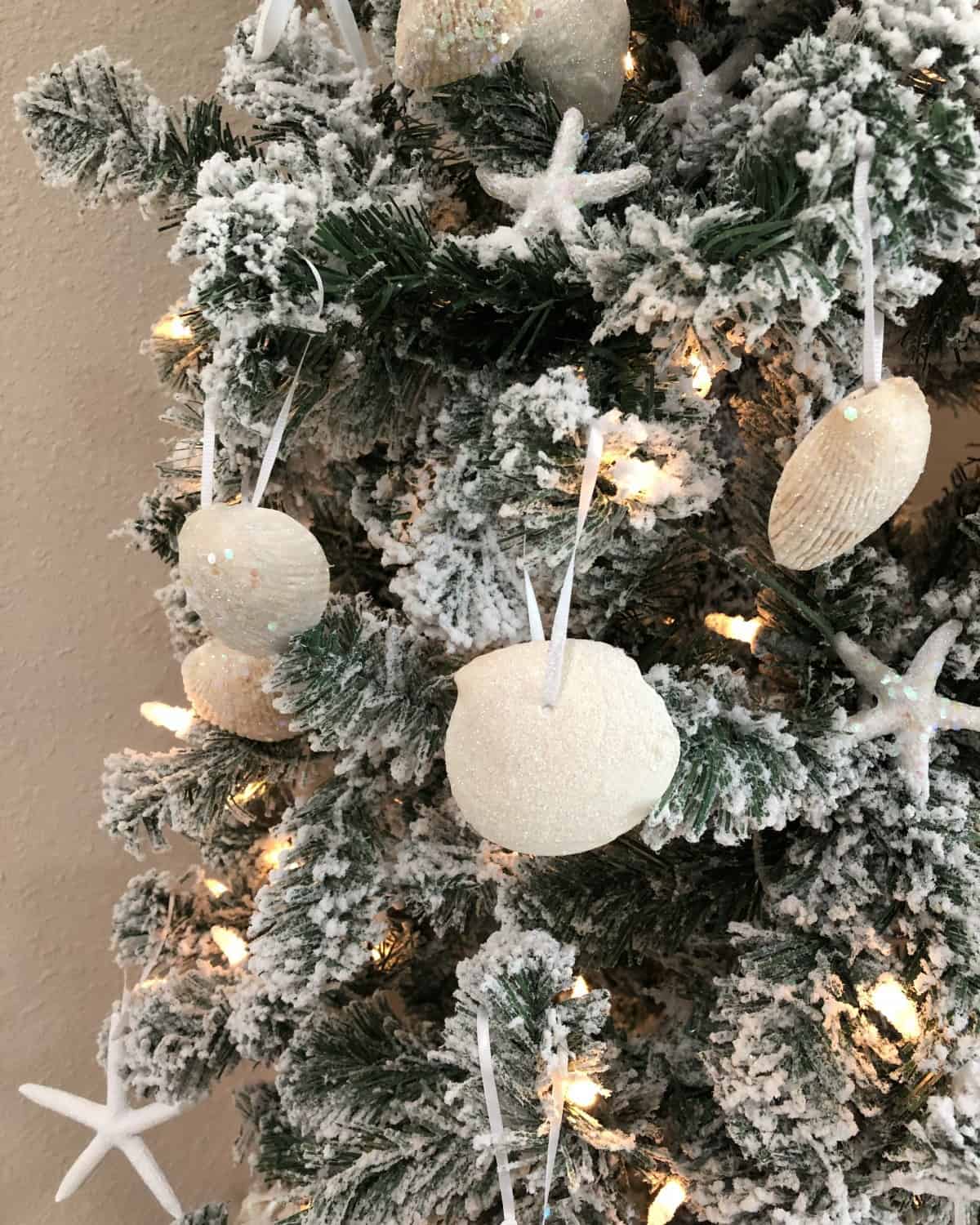 DIY Glitter Seashell Christmas Ornaments