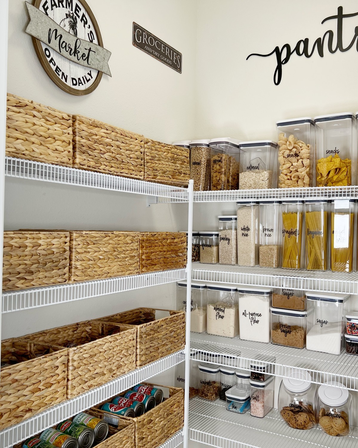 How I organized my pantry with baskets